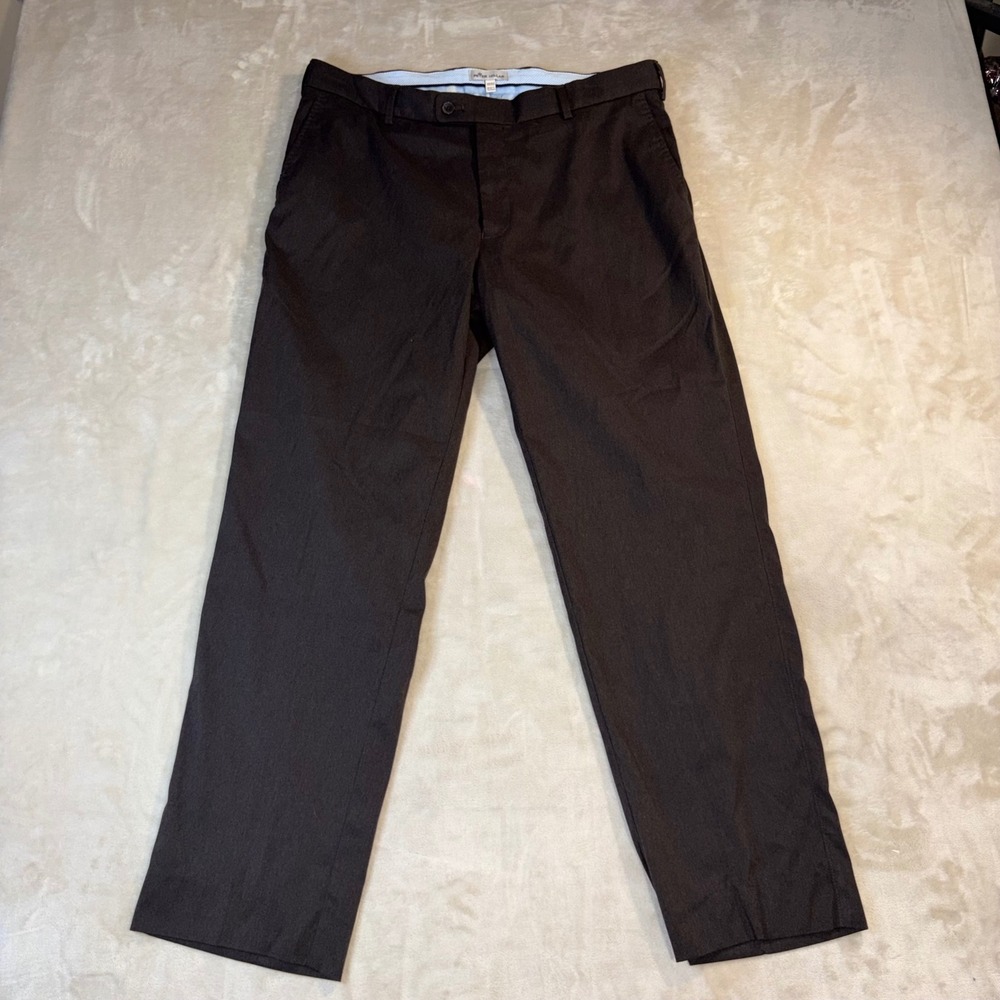 Peter Millar Mens Performance Pants Brown Stretch Straight Leg 35/32 Golf Work